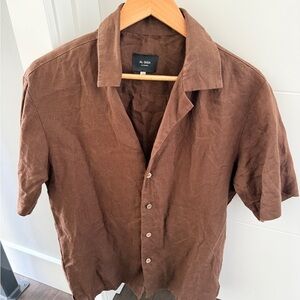 Handmade Men’s 100% Cotton Shirt in Espresso Brown – Medium (Al Giga)